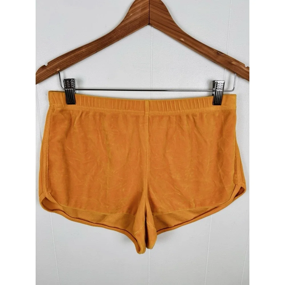 Hollister‎ Women's Medium Sunflower Yellow Velour Mini Shorts Retro Y2K